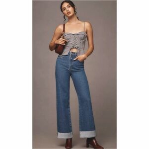 Anthropologie High-Rise Wide-Leg Jeans in Medium Blue